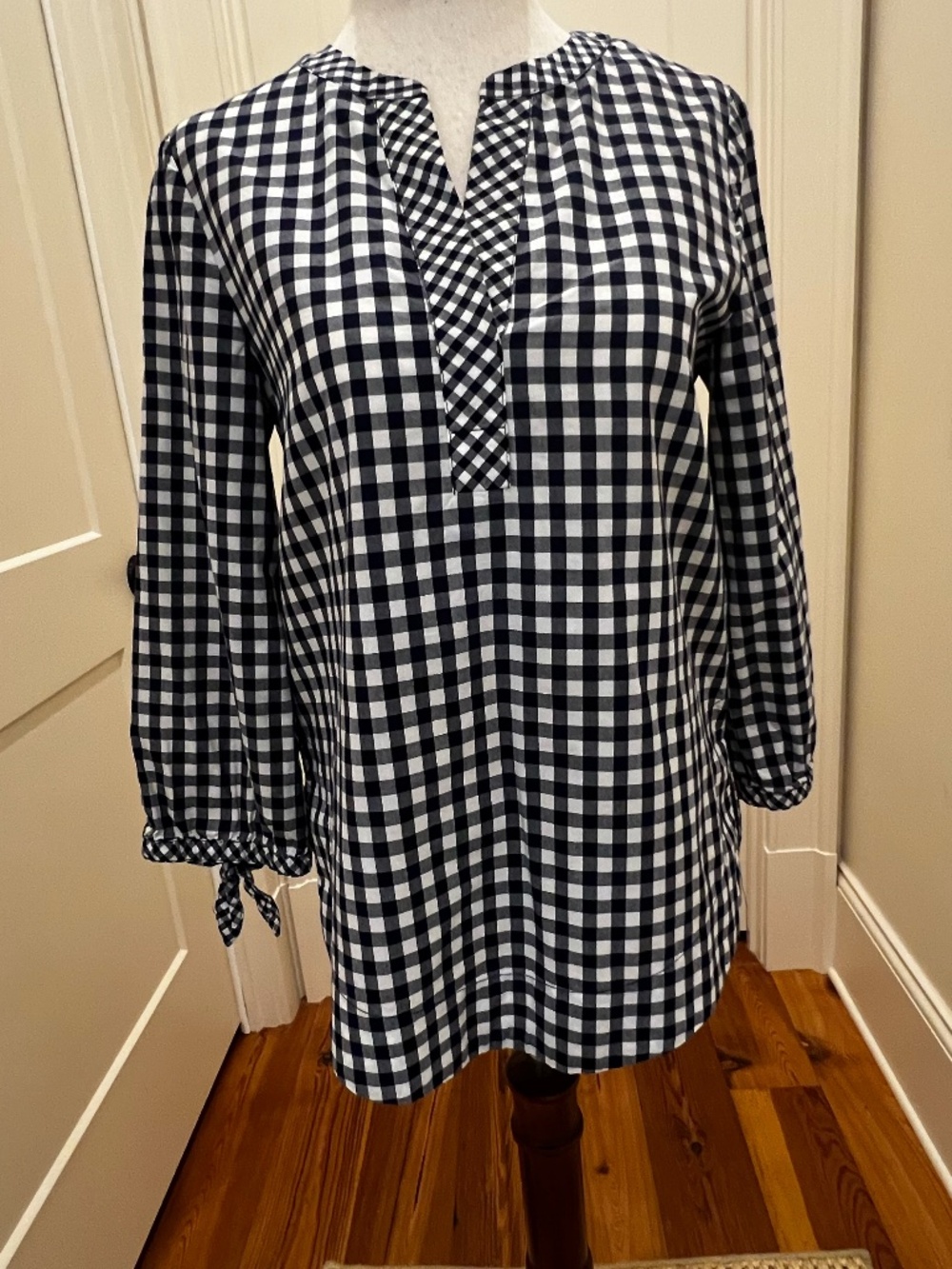 Vineyard Vine - Navy Check/Gingham Tunic Blouse XXS